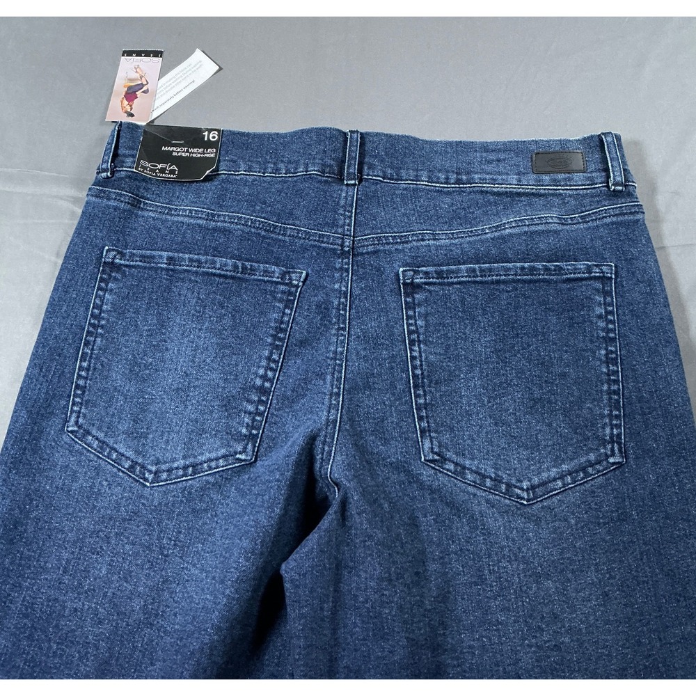 Sofia Jeans by Sofia Vergara Margot Wide Leg High Rise Dark Wash Denim Size 16 - Picture 12 of 12
